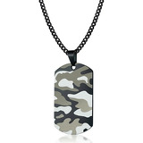 Collar Para Hombre Con Dije Placa Patron Camuflaje Etiqueta 