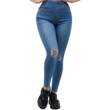 Calza Tipo Jeans Elasticada Pantalon Mujer - Adcesorios