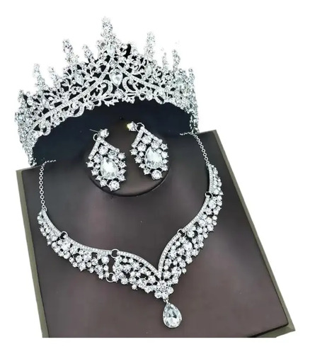 Tiara Corona Reina Carnaval Certamen Lujo Gargantilla, Arete