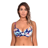 Bikini Estilo Sostén Copa D Estampado Azul