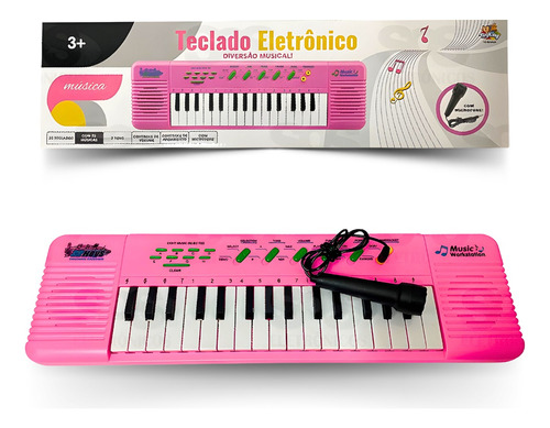 Piano Teclado Musical Karaoke Infantil Microfone 