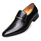 Sapatos Masculinos De Couro Envernizado Croc