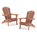 Juego De 2 Sillas Adirondack Plegables De Madera Para Exter.