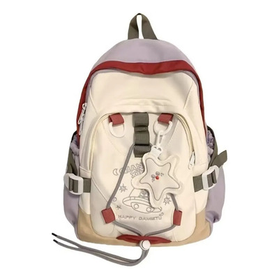 Z Morral Escolar Sanmu Xinglong Color Violeta Diseño Rayas,k