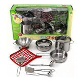 Set De Cocina Juguete 10 Piezas Metalicas, Utensillos, 11306 Color Plata