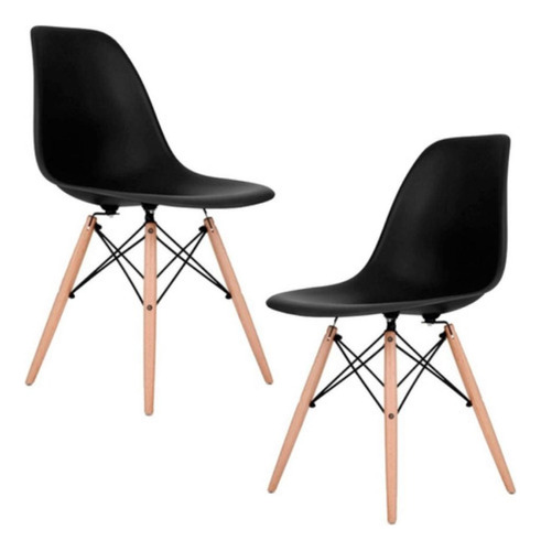 Set X2 Silla Comedor Eames Living Diseño Moderno Madera