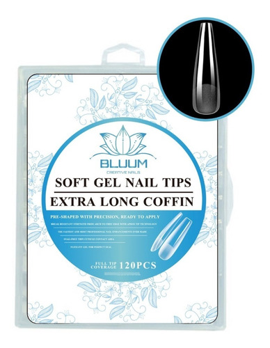 Tips Soft Gel Ext Long Coffin 120 Und Con Porosidad Bluum