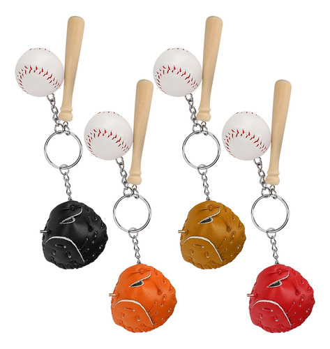 Llaveros, 4 Unidades, Minibates De Béisbol, Kit De Cadena Co