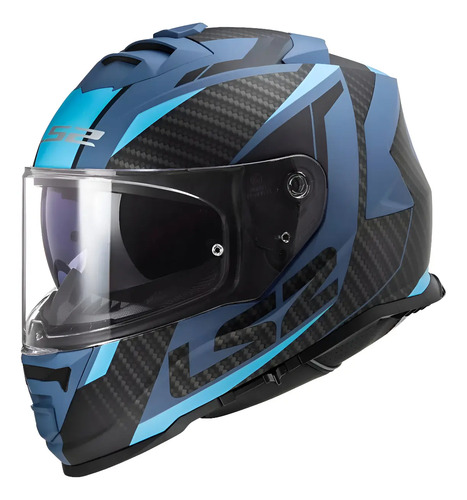 Casco Moto Ls2 Storm Ii Racer Azul Mate Carbono + Pinlock | Meses sin interés