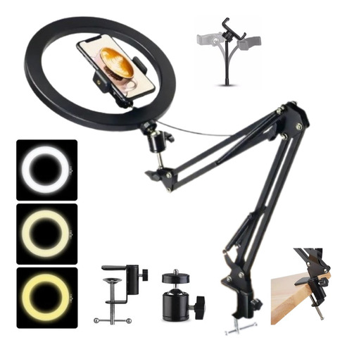 Suporte Articulado High Light Para Mesa Braço De Ringlight