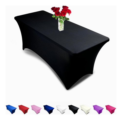 Mantel Negro De 6 Pies Rectangular Spandex Linen - Mantel De