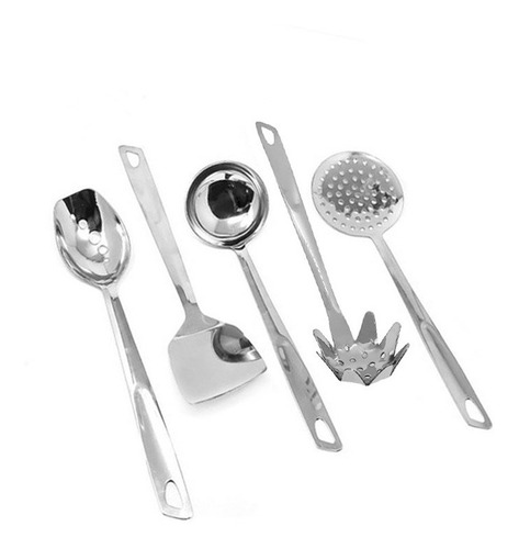 Set X5 Utensilios Mango Punta Todo Acero Inoxidable Cocina