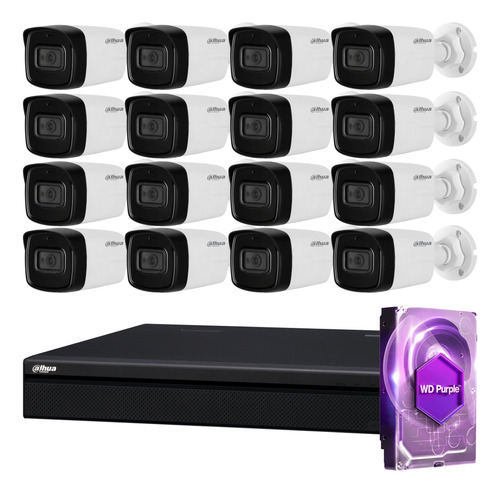 Kit Seguridad Dahua Dvr 4k 16 Ch + 16 Camaras 8mp + 1tb