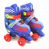 Patins Infantil Azul 34-37 C/ Kit Proteção Quad Original