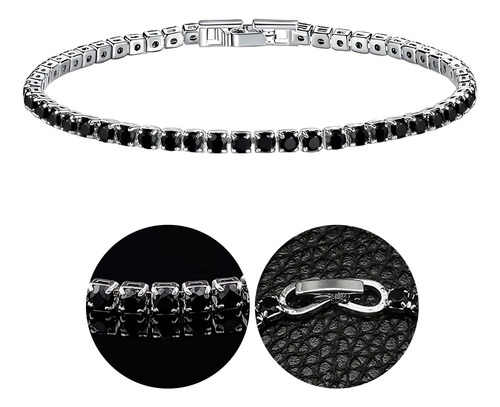 Pulseira Masculina Ice Semijoia Zirconia Preta - Exclusivo