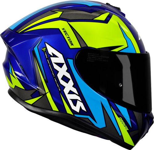 Capacete Asx Axxis Draken Vector + Viseira Azul Últimas Un