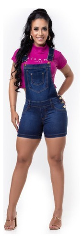 Macaquinho Curto Feminino Jeans C/lycra Claro Bojo Original