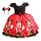 Vestido Infantil Minnie Vermelha Festa Super Luxo Etiara 