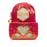 Mochila Polinesios Love Color Rosa Chicle Diseño De La Tela Textura