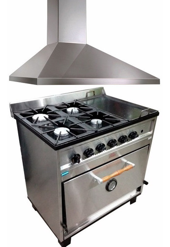 Cocina Tecnocalor 87 Cm Con Plancha + Campana 90 Cm Cc