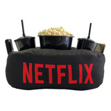 Almofada Porta Pipoca Balde Mais 2 Copo Com Tampa Netflix Cor Preto Desenho Do Tecido Emoticon