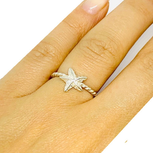 Anillo Estrella De Mar Plata 925 Mujer Novia Ap 155-10