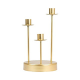 Candelabro Metálico Dorado 10in, 3 Brazos Vintage