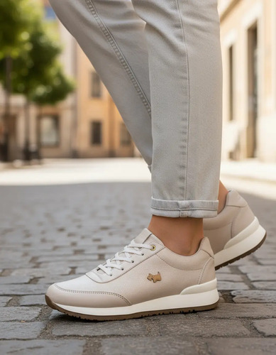 Ferrioni Tenis Para Mujer Beige, Código 104438-1