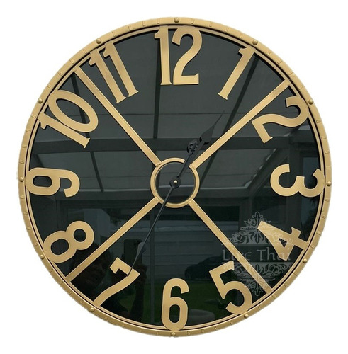 Reloj De Pared 60 Cm A Pilas Negro Y Dorado Deco Moderno 