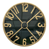 Reloj De Pared 60 Cm A Pilas Negro Y Dorado Deco Moderno 