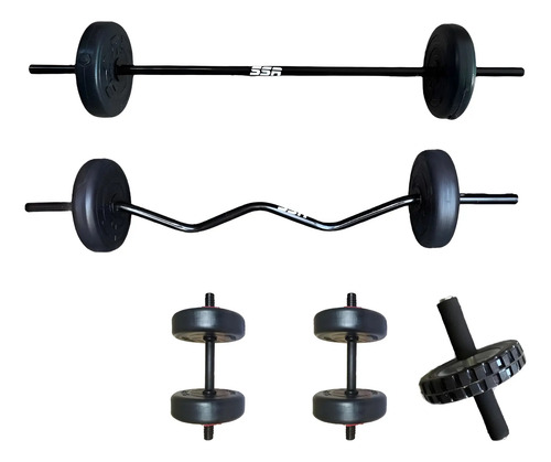 Barra Recta, Barra Z, Mancuernas Y Rueda Abdomen Pesas 80lbs | Envío gratis