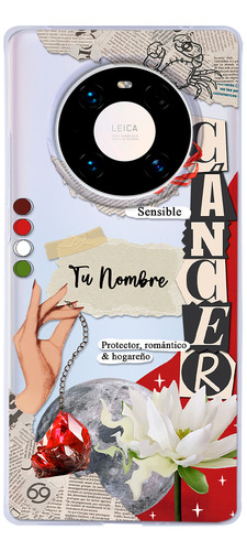 Funda Para Huawei Mujer Signo Zodiaco Cáncer Con Tu Nombre