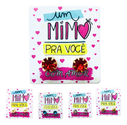 50 Pares Brincos Variados Tag Brinde Cliente Mimo Pra Você