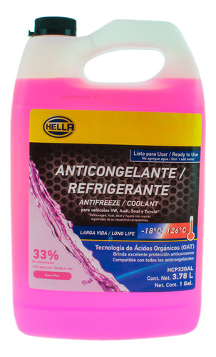 Anticongelante Rosa Premezclado 33% 3.785 Lt Hella