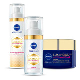 Set De Nivea Luminous Fluido, Serum Y Crema Facial De Noche