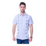 Guayabera Hombre Vermonti Manga Corta Color Azul