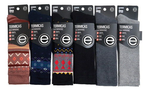 Pack X6 Pares Medias Elemento Térmica Hombre Invierno Gruesa