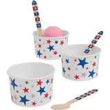 Tazas De Helado Con Cucharas Fun Express Patriotic Star - 12