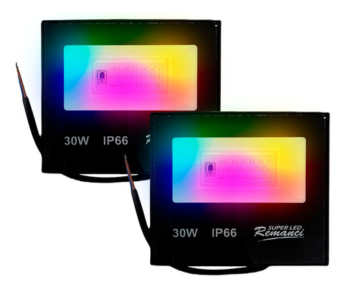 Kit 2 Refletor Holofote Led Rgb Multicolorido 30w Ip660