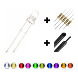 Kit 50x Led 3mm Brilho +termo Retrátil +resistor 5v 12v 24v