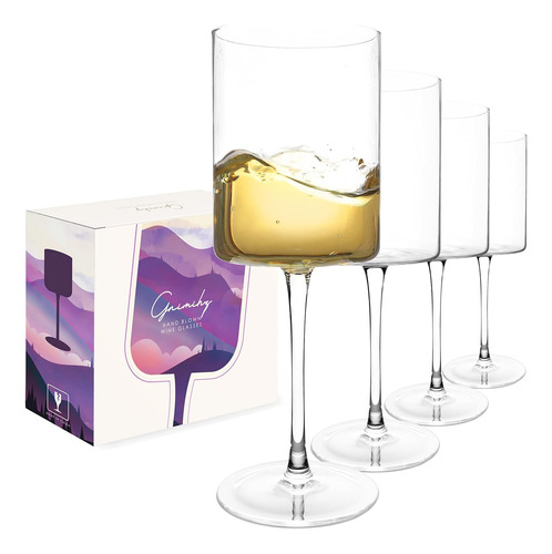 Juego De Copas De Vino Gnimihz De 4-16 Oz Cilíndricas Rojas