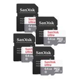 Kit 4 Cartao De Memoria Sandisk Ultra 64gb Com Adaptador Sd