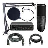 Kit Grabación Behringer Umc22 Mic Akg P120 Brazo Antipop 