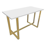 Mesa Halden C/ Tampo 120 X 60 Cm Escritório Dourado E Branco