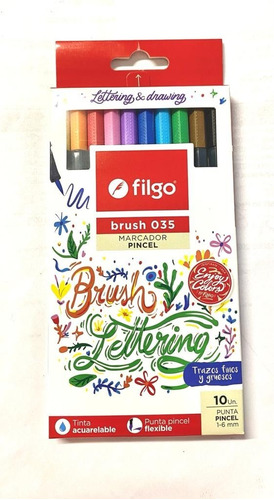 Marcadores Filgo Brush 035 Pincel Acuarelable X 10 Colores  