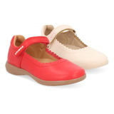 Balerina Vestir Niña Beige Y Rojo Dúo 340