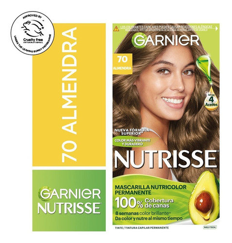 Tintura Garnier Nutrisse Tono 70 Almendra Capilar Permanente