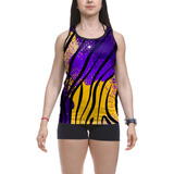 Camiseta Regata Beach Tennis Animal Print Tigre Tiger Roxo