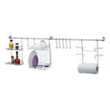 Kit Cook Home Cozinha Suspensa Porta Rolos Escorredor Dupla