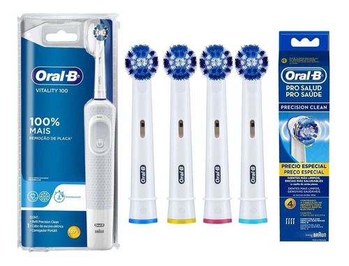 Escova Dental Elétrica Recarregável Oral B 110v + 4 Refil